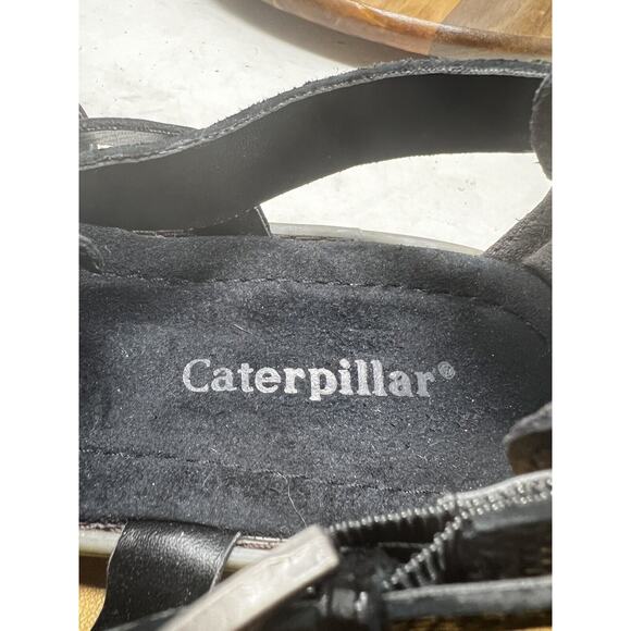 Cat Caterpillar Sandal Womens Leather Shanna Ankel Strap Thong‎ Black Size 10 - Picture 7 of 11